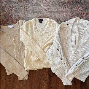BUNDLE! - Elegant Cream and Tan Women's Sweater Collection